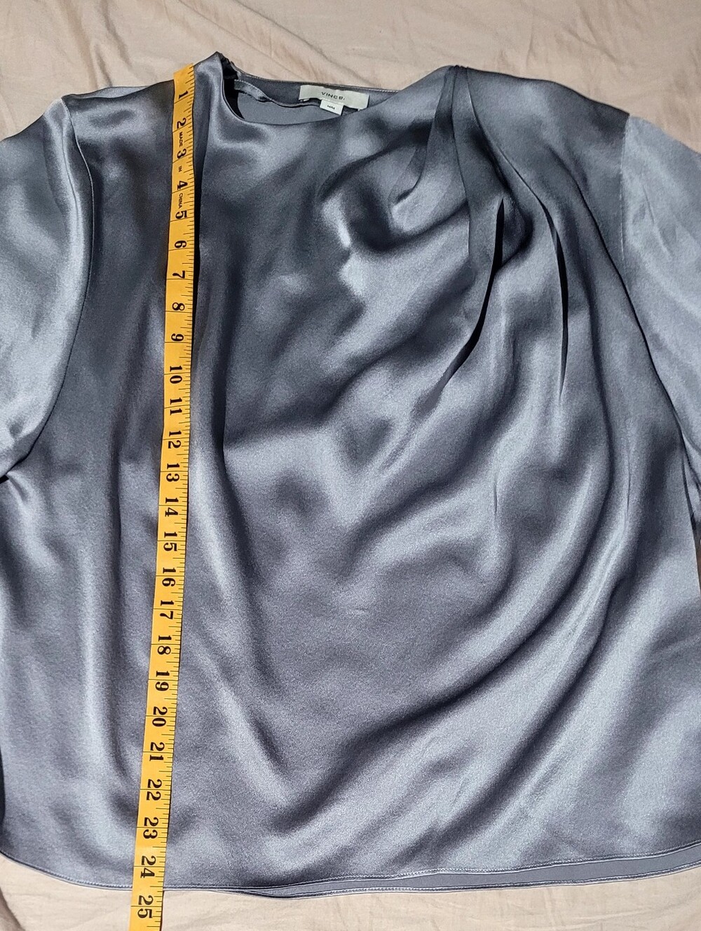 Vince Draped Silk Flutter Sleeve Blouse Piero Blue Medium - Picture 8 of 8